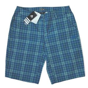 Adidas Plaid Flat-front Golf Shorts